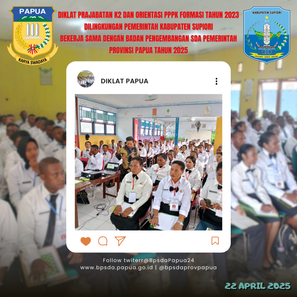 Diklat Prajabatan K2 Dan Orientasi PPPK Kabupaten Supiori Bekerja sama dengan Badan Pengembangan SDA Provinsi Papua